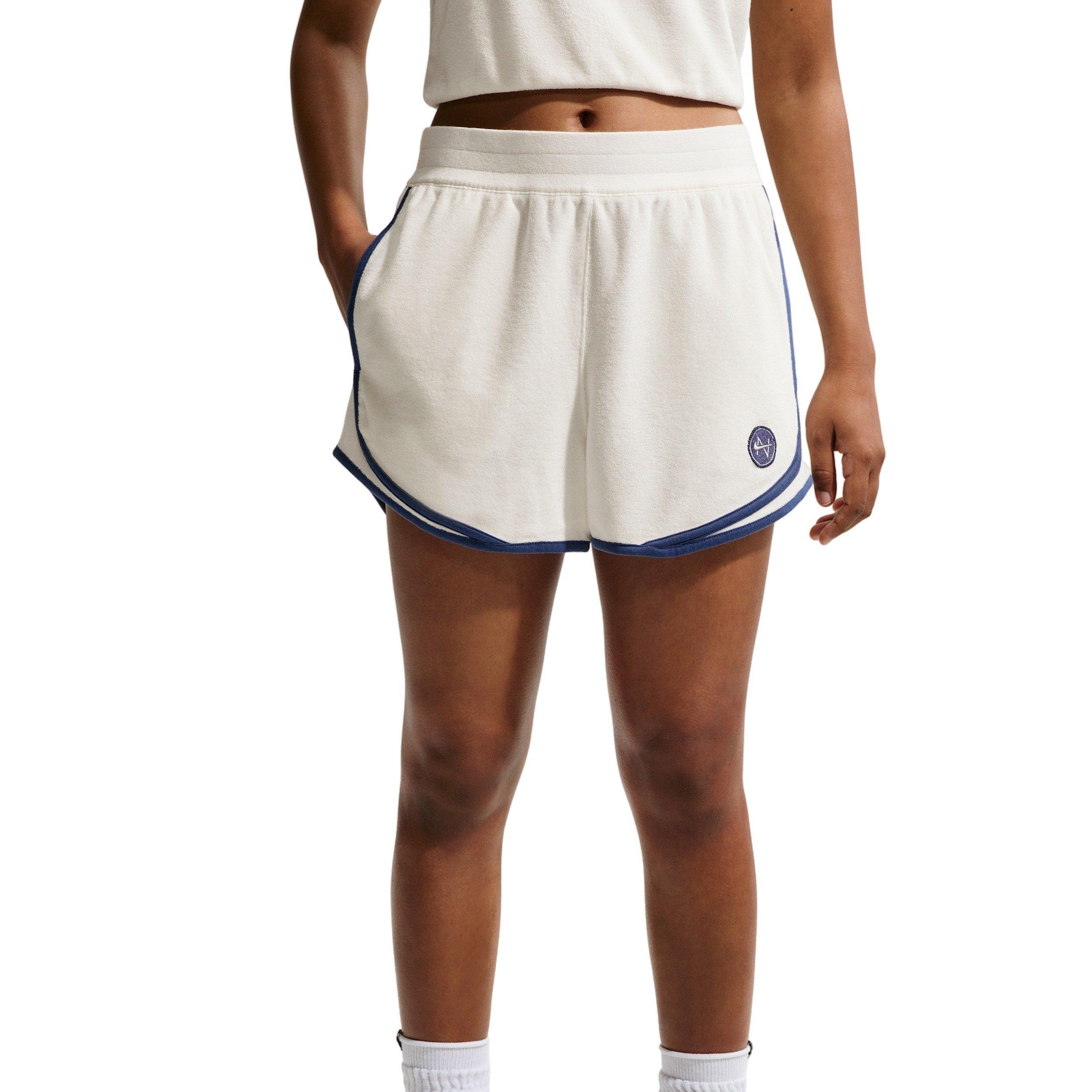 Nike Women's Sportswear Chill Terry Mid-Rise Shorts - WHITE/NAVY
